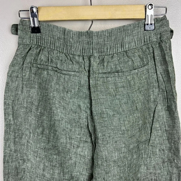 Athleta Voyager Linen Pant Size 0 Aspen Olive Green Minimal Beach Coastal - Picture 7 of 8